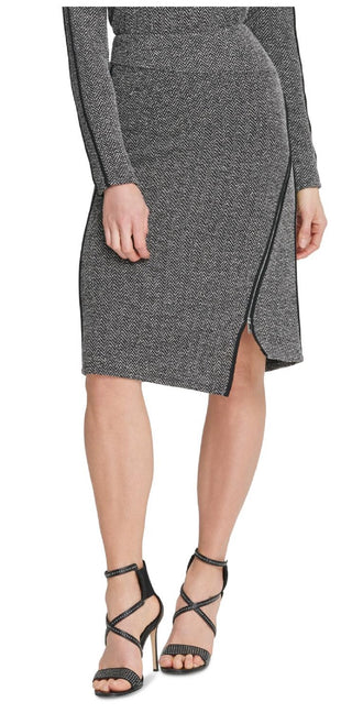 Saia lápis de malha Chev DKNY feminina, cinza, tamanho 6
