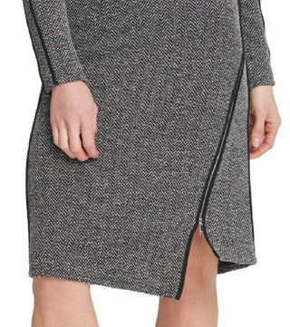 Saia lápis de malha Chev DKNY feminina, cinza, tamanho 6