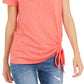 Camiseta feminina franzida INC International Concepts laranja tamanho GG