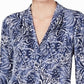 Blusa feminina Charter Club com decote em V e manga 3/4, azul, tamanho pequeno