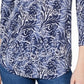 Blusa feminina Charter Club com decote em V e manga 3/4, azul, tamanho pequeno