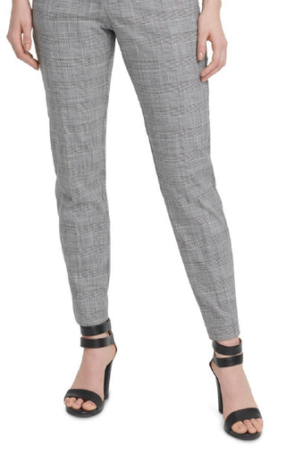 Calça DKNY Essex Plaid Slim Leg Ankle Feminina Cinza Tamanho 14