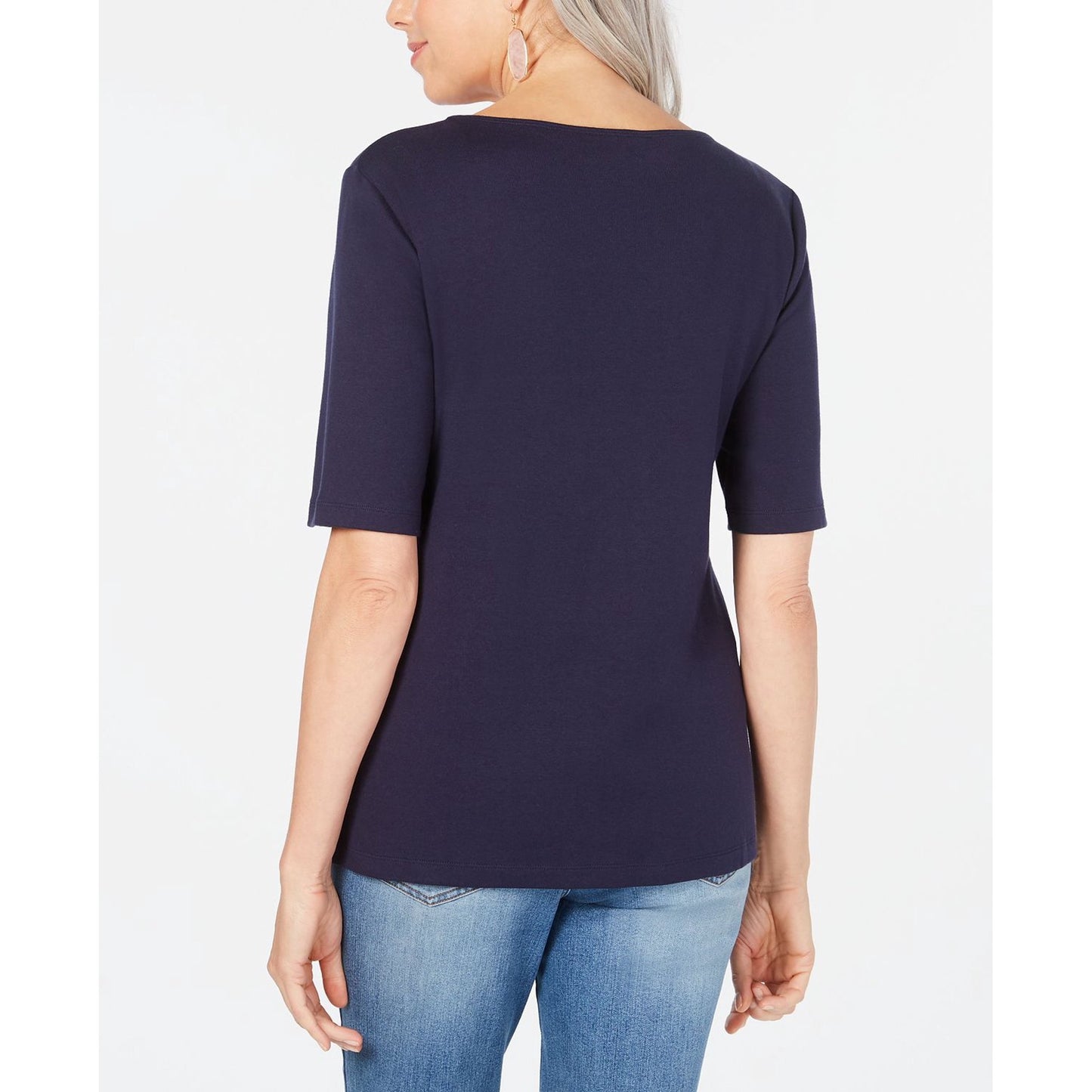 Blusa bordada feminina Karen Scott Intrepid Blue, tamanho M
