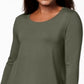Top feminino com decote redondo da coleção JM, verde, tamanho XS