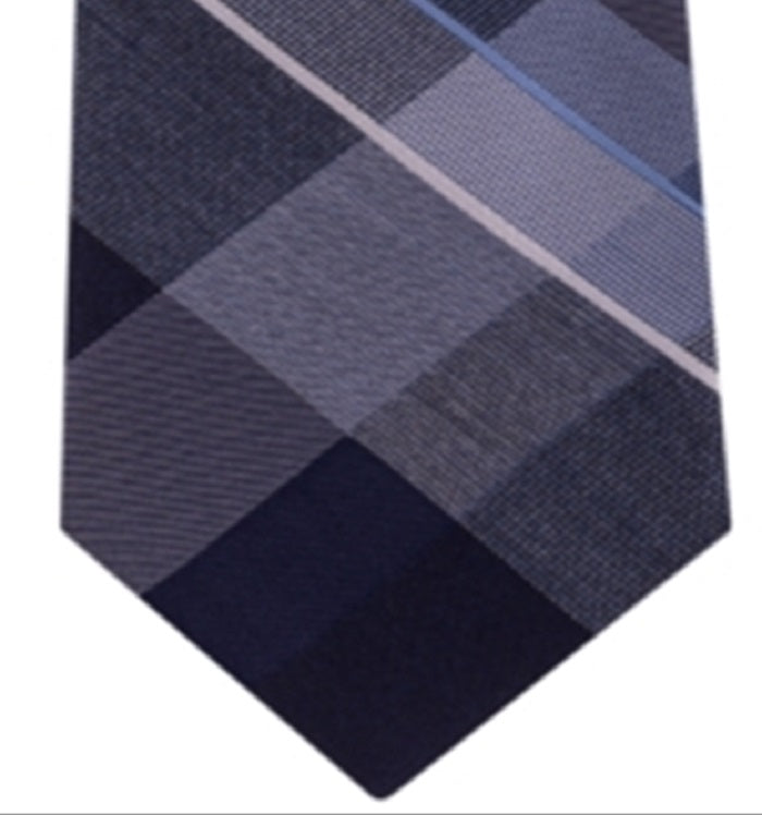 Gravata masculina Kenneth Cole Reaction xadrez skinny slim seda azul tamanho único