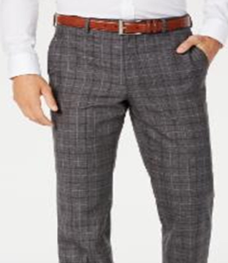 Calça de terno masculina Lauren Ralph Lauren Classic-Fit UltraFlex Stretch cinza escuro com vidraça tamanho 32x30