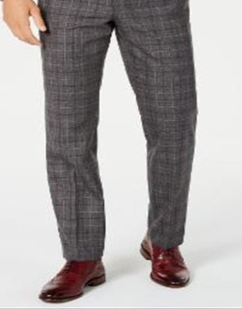 Calça de terno masculina Lauren Ralph Lauren Classic-Fit UltraFlex Stretch cinza escuro com vidraça tamanho 32x30