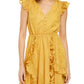 Vestido MIDI metálico com decote em V feminino INC, dourado, tamanho XS