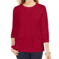 Karen Scott Moletom Feminino Petite Textured Dot - Novo Vermelho Amore Tamanho Petite Pequeno