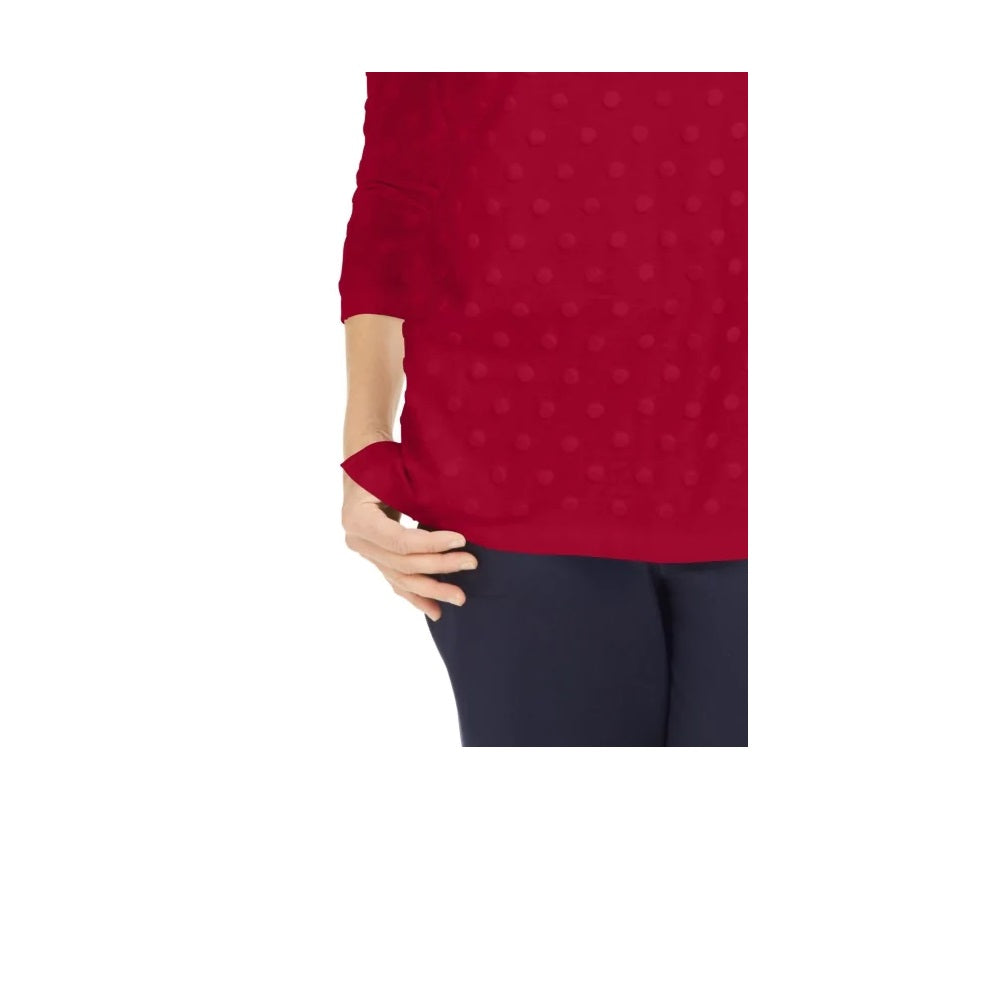 Karen Scott Moletom Feminino Petite Textured Dot - Novo Vermelho Amore Tamanho Petite Pequeno