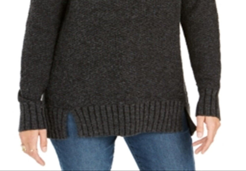 Suéter feminino com gola alta estilo &amp; co, cinza, tamanho grande