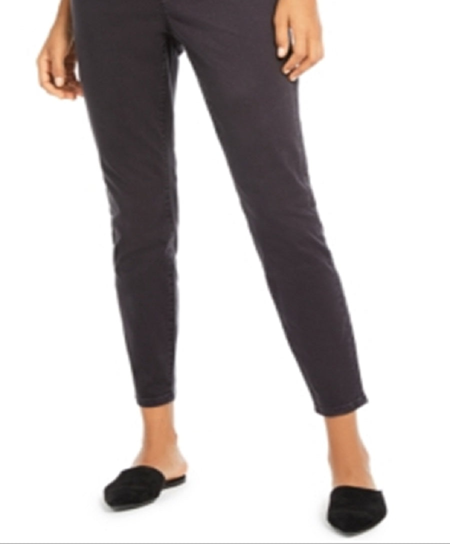 Calças jegging orgânicas femininas Eileen Fisher, pretas e lavadas, tamanho grande