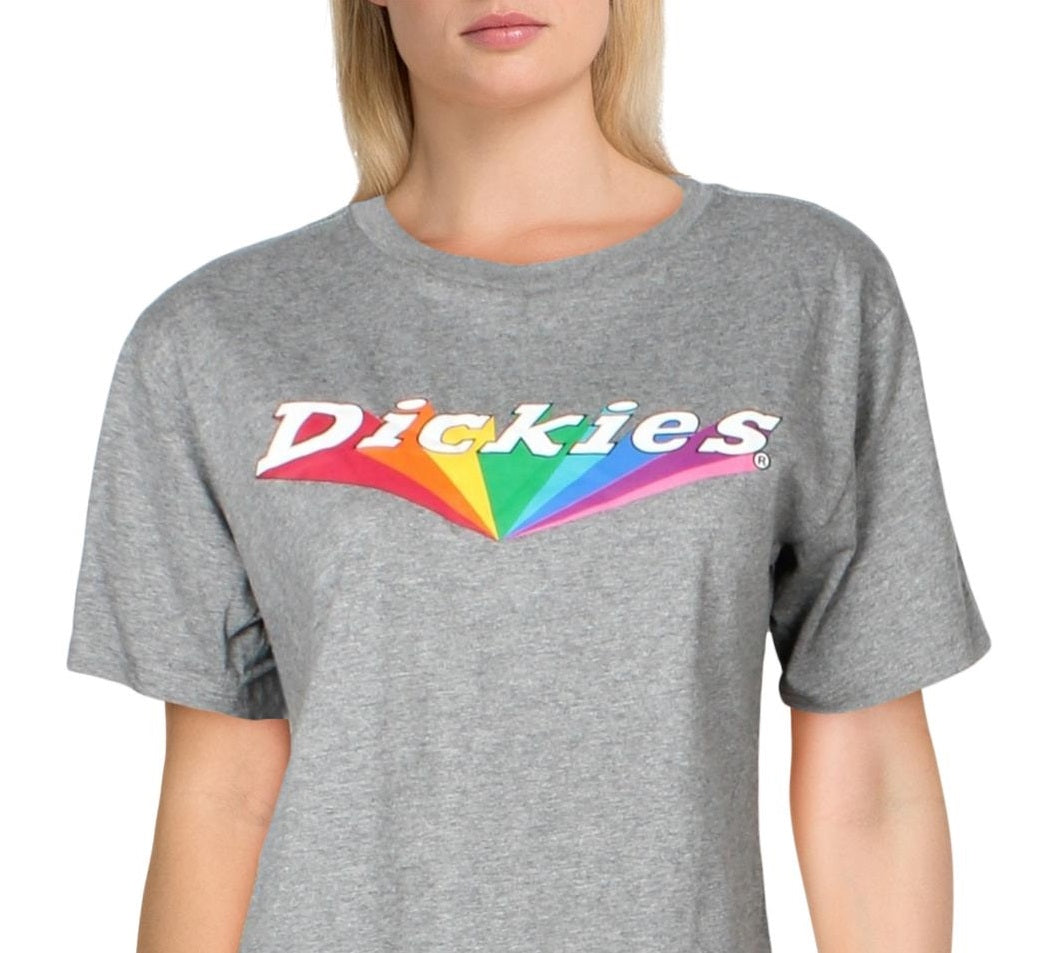 Camiseta Dickies Feminina Tomboy Cotton Rainbow Logo Cinza Tamanho XS