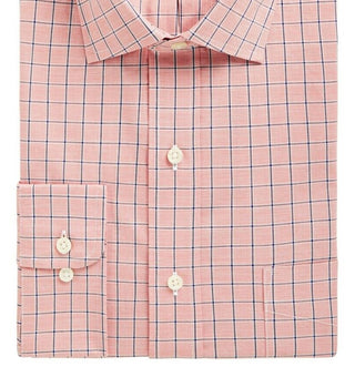 Camisa social masculina Club Room Classic/Regular Fit Performance Windowpane Laranja Tamanho 34-35