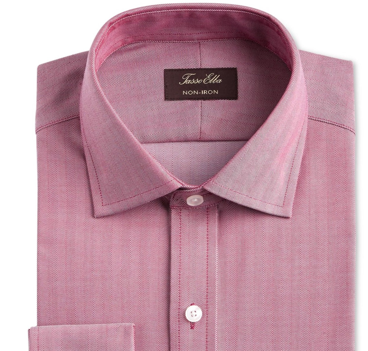 Camisa social masculina Tasso Elba com gola espinha de peixe, vermelha, tamanho 17x34-35