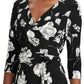 Vestido Ralph Lauren Feminino com Cinto Floral, Manga 3/4, Decote em V Abaixo do Joelho, Tamanho 0P
