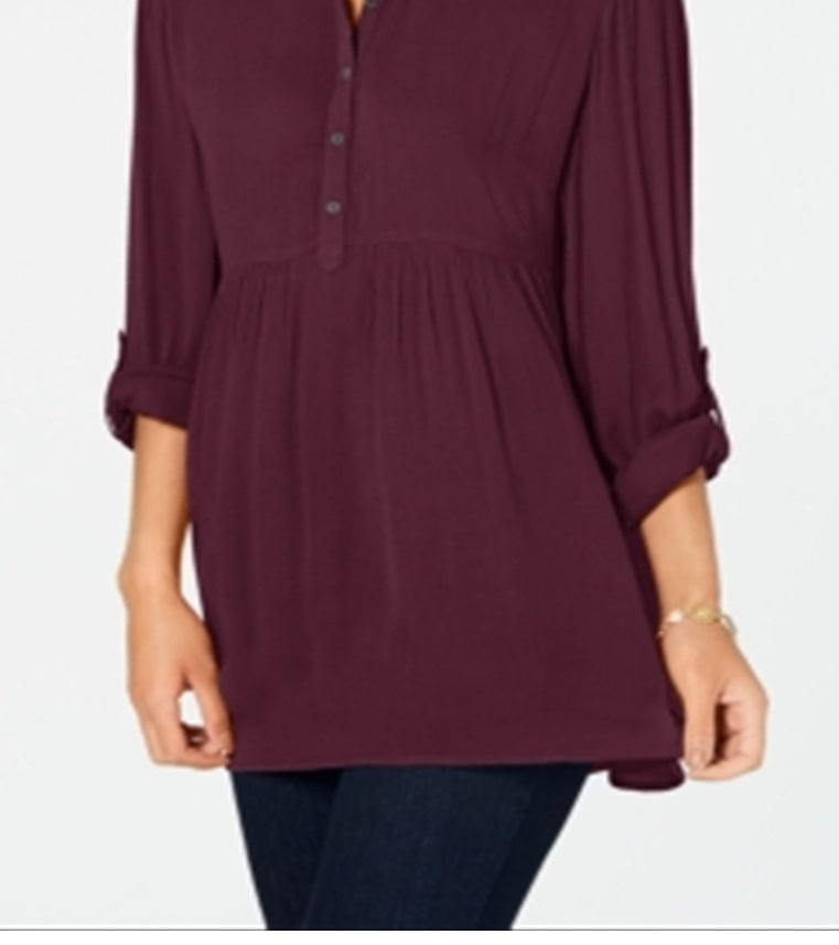 Camisa túnica babydoll feminina Style &amp; Co marrom tamanho pequeno P