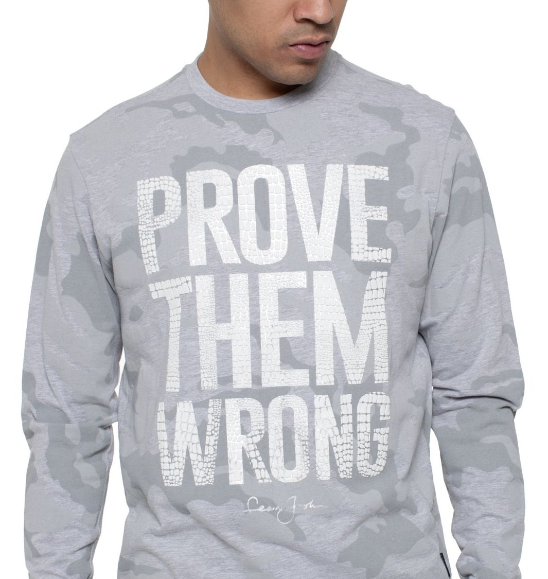 Camiseta camuflada masculina Sean John Prove Them Wrong, cinza, tamanho pequeno