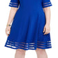 Vestido feminino plus size Jessica Howard Illusion-Detail Fit &amp; Flare Azul Tamanho 18W