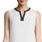 Blusa feminina Anne Klein com decote aberto e sem mangas, branca, tamanho pequeno