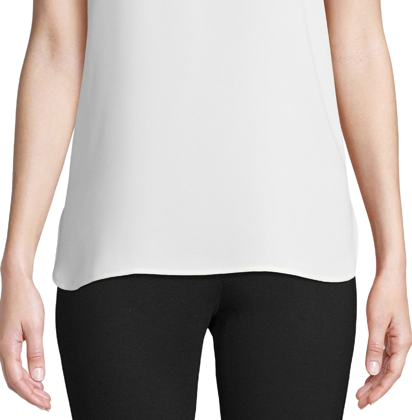 Blusa feminina Anne Klein com decote aberto e sem mangas, branca, tamanho pequeno