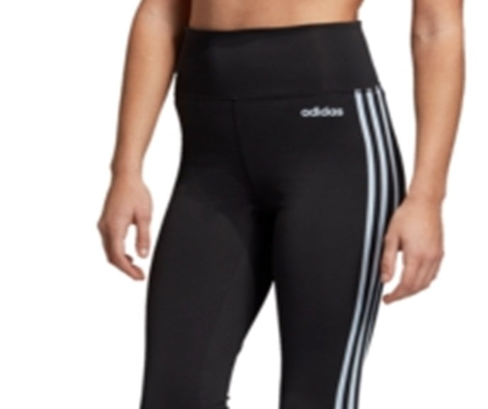 Calça legging feminina Adidas Design 2 Move 3 Stripe de cintura alta, preta, tamanho XX-S