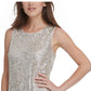 Regata feminina DKNY Mesh com lantejoulas, tamanho médio, bege