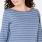 Blusa feminina Karen Scott de algodão listrada com bainha ventilada, azul, tamanho X-S
