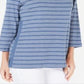 Blusa feminina Karen Scott de algodão listrada com bainha ventilada, azul, tamanho X-S