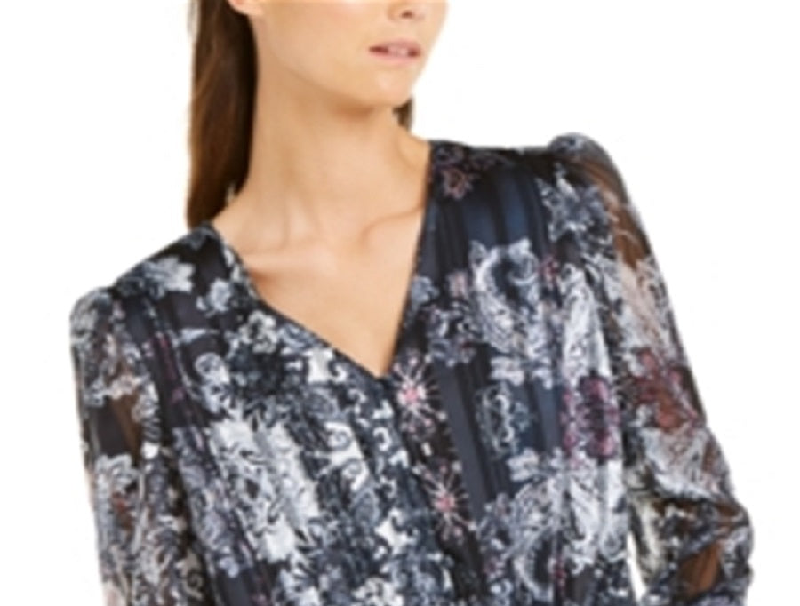 Blusa feminina com estampa frontal e manga bufante, tamanho X-S, da INC International Concepts