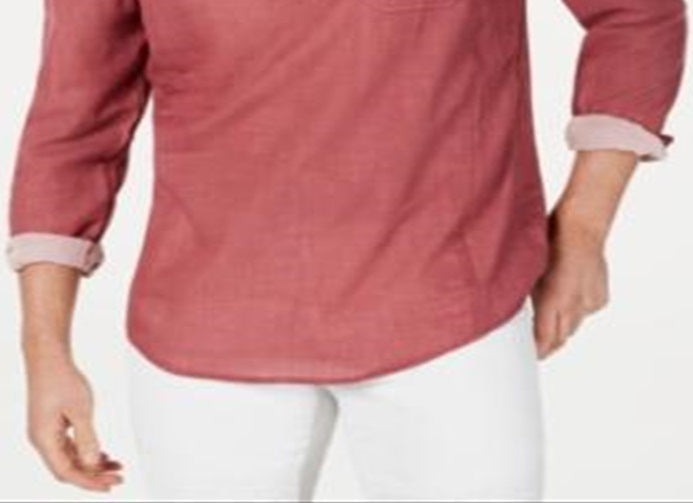 Camisa masculina com zíper Leo Quart da INC International Concepts, vermelha, tamanho XX-G