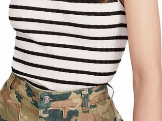 Regatas femininas Free People, listradas, pretas, tamanho X-S