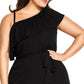Vestido longo de um ombro só Beach Love City Chic feminino, preto, tamanho 24W