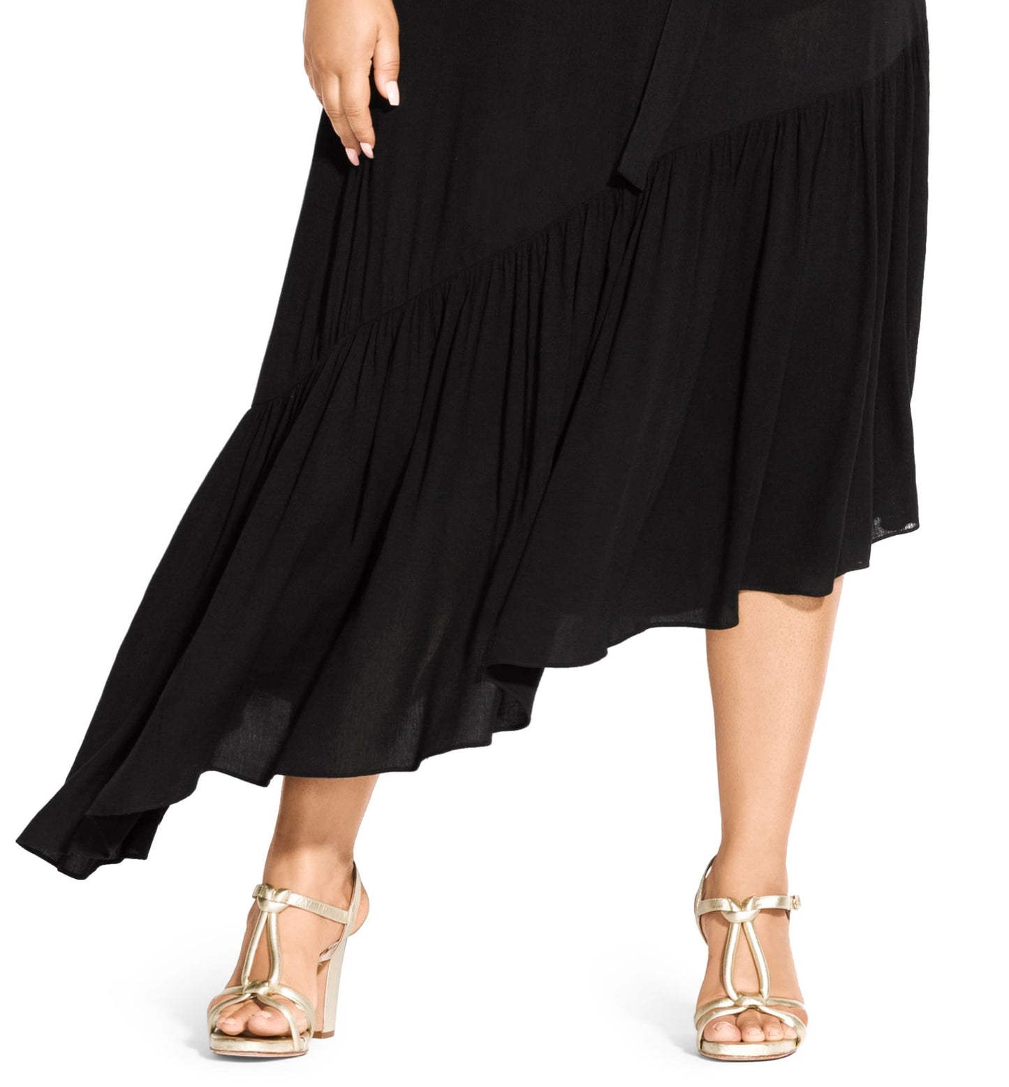 Vestido longo de um ombro só Beach Love City Chic feminino, preto, tamanho 24W