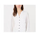 Camisa feminina Alfani com franjas e decote aberto, marrom, tamanho pequeno
