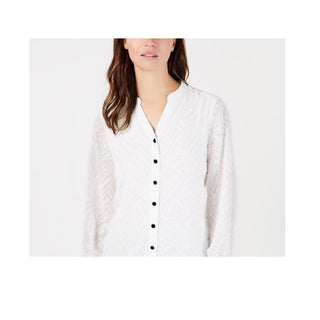 Camisa feminina Alfani com franjas e decote aberto, marrom, tamanho pequeno