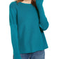 Suéter feminino Eileen Fisher de lã merino com gola redonda, verde, tamanho XX-S