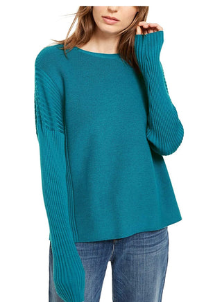 Eileen Fisher Women's Merino Wool Crew Neck Sweater Green Size XX-Small