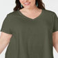 Camiseta feminina assimétrica com acabamento em crochê estilo &amp; co, verde, tamanho 2X