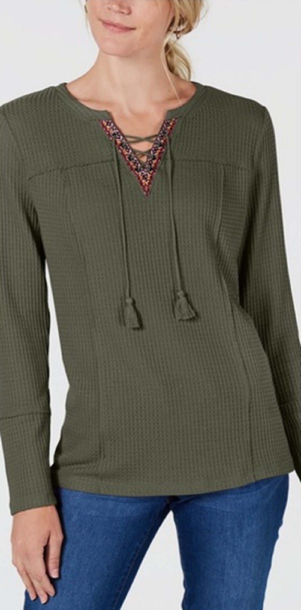 Estilo &amp; Co Feminino Cadarço Térmico Verde Tamanho Grande