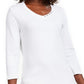 Blusa de algodão com decote ilhós Karen Scott feminina - Branco brilhante, tamanho X-S