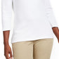 Blusa de algodão com decote ilhós Karen Scott feminina - Branco brilhante, tamanho X-S