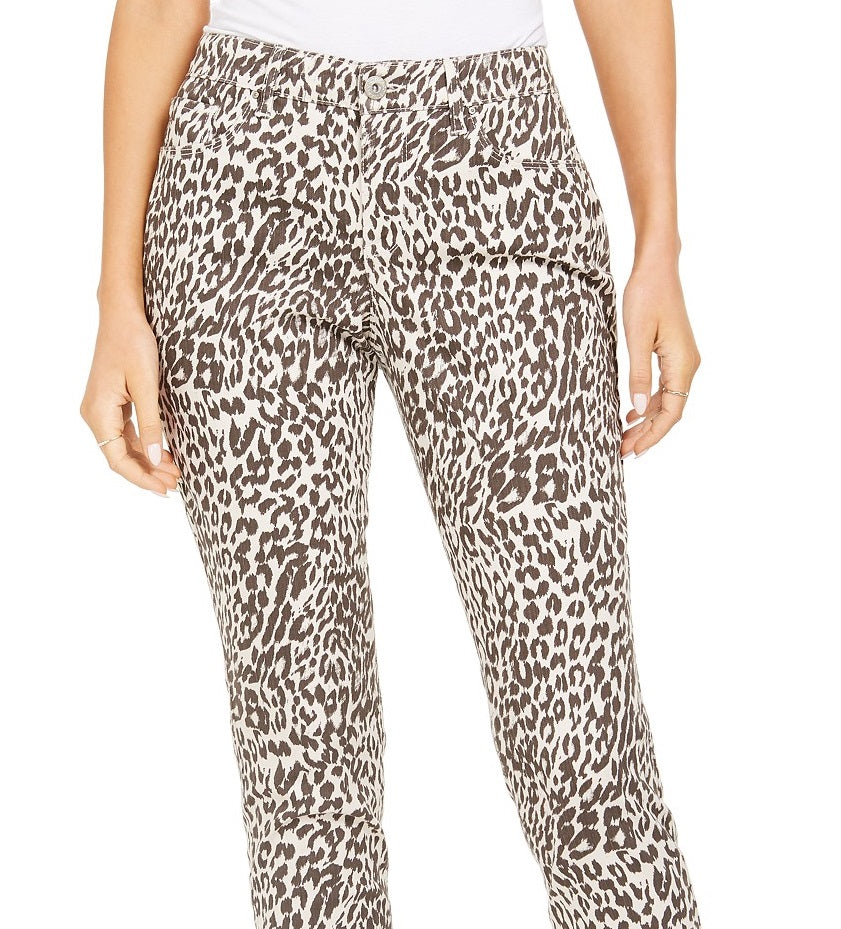 Calça jeans skinny feminina curvilínea estampada estilo &amp; co, marrom, tamanho 12