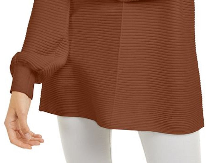Suéter Alfani Ribbed Túnica Marrom Tamanho G