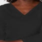 Karen Scott Blusa feminina de algodão com decote em V e ilhós, preta, tamanho pequeno G