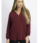 Blusa feminina estilo &amp; co com decote aberto e mangas bufantes Cherry Pie tamanho 2XL