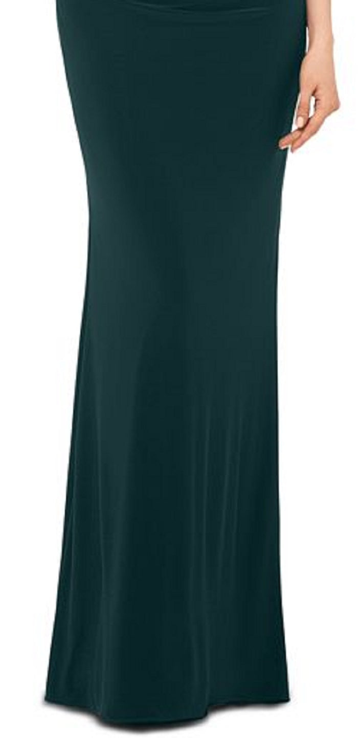 Vestido de noite trompete com mangas drapeadas Betsy &amp; Adam, verde, tamanho 14