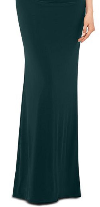 Vestido de noite trompete com mangas drapeadas Betsy &amp; Adam, verde, tamanho 14