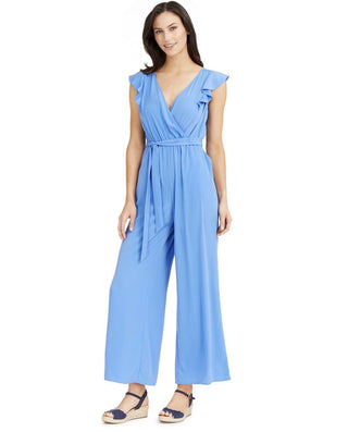 Macacão curto feminino Charter Club com mangas esvoaçantes, azul, tamanho 12