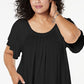 Blusa estilo &amp; co plus com mangas bufantes e bainha oscilante, água doce, preta, tamanho XS